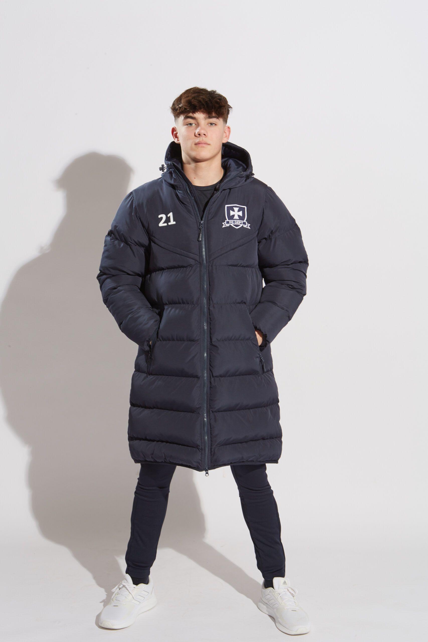 987 Chevron Knee Length Jacket Navy (49)