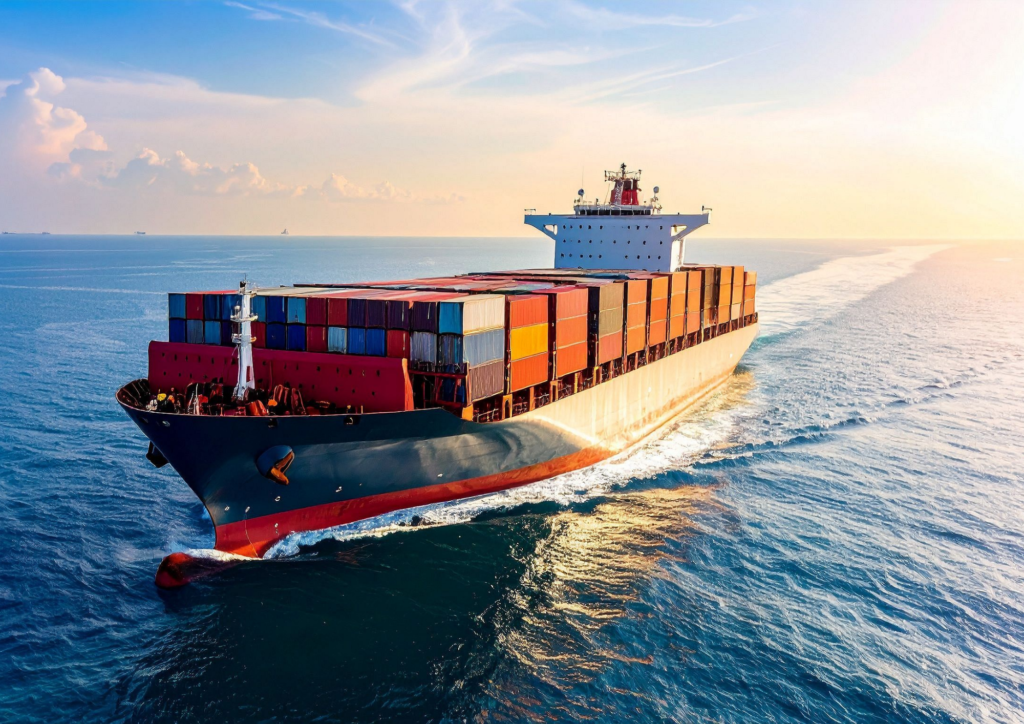 Image of a freight ship on the water.